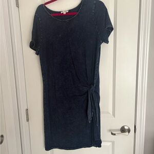 Dark Blue Tie-Front Dress